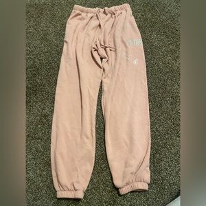 pink sweatpants/joggers with rhinestones